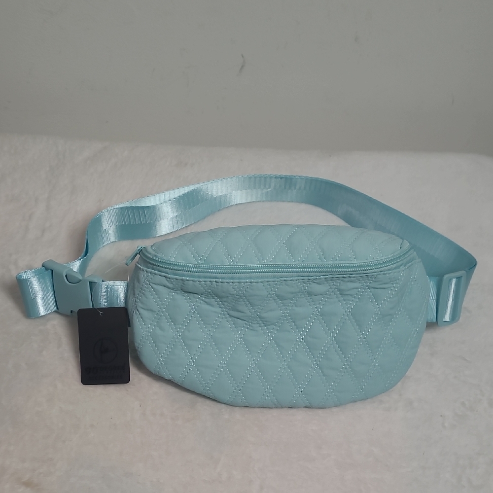 Quilted Light Blue Belt Bag